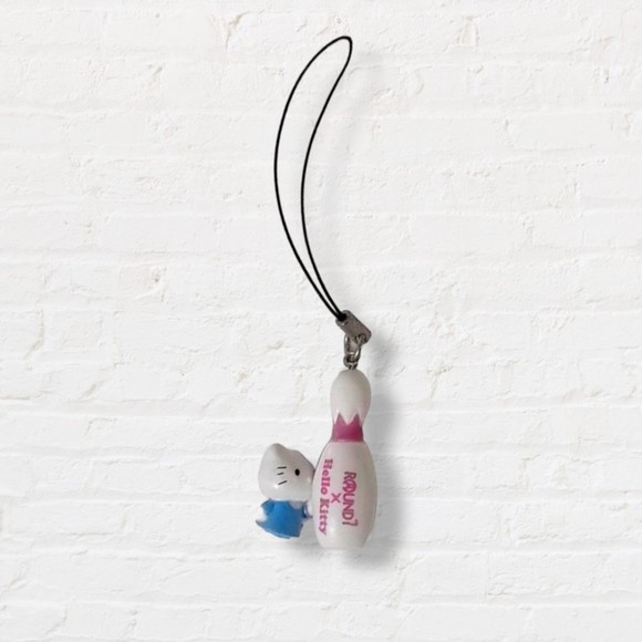 hello kitty round 1 sanrio bowling pin blue phone strap charm - Picture 1 of 6